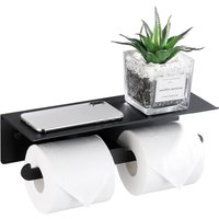 Wandmontierter Toilettenpapierhalter aus Aluminium, doppelter hygienischer Rollenhalter mit bohrfreier Aufbewahrungsplattform mit Kantenschutz und Wandmontierter Toilettenpapierhalter aus Aluminium, doppelter hygienischer Rollenhalter mit bohrfreier Aufbewahrungsplattform mit Kantenschutz und von ERSANDY
