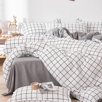 Karierter Bettbezug 200 x 230 – Wendebettwäsche aus Mikrofaser in Weiß und Grau mit Reißverschluss – Bettwäsche für Erwachsene für 2 Personen, Karierter Bettbezug 200 x 230 – Wendebettwäsche aus Mikrofaser in Weiß und Grau mit Reißverschluss – Bettwäsche für Erwachsene für 2 Personen, von ERSANDY