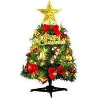 Künstlicher Weihnachtsbaum, Mini-Weihnachtsbaum und 2 m lange Drahtseil-Lichter, Miniatur-Dekoration, Tisch, drinnen, Mini-grüne Bäume, Ornamente, von ERSANDY