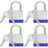 Ersandy - Robustes Vorhängeschloss aus laminiertem Stahl mit Schlüssel und 2 Schlüsseln (4er-Pack) – 6-mm-Bügel – 6,4 x 4,2 x 2,4 cm – von ERSANDY