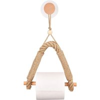 Selbstklebender Toilettenpapierhalter, Holzrollenhalter, Papierhandtuchhalter aus Hanfseil, wandmontierter Taschentuchhalter, von ERSANDY
