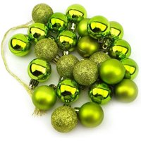 Set mit 24 kleinen Deko-Weihnachtskugeln matt glänzend glitzernd 3 cm Grün (Grün) von ERSANDY