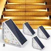 Solar-Treppenleuchte, 300 lm, LED-Solar-Treppenleuchten für den Außenbereich mit Sensor, IP67 wasserdichte Außen-Solarleuchten für Treppen, Garten, von ERSANDY