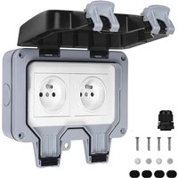 Ersandy - Wasserdichte Steckdose Doppelte Außensteckdose IP66 Wasserdichte Wandsteckdose 16A von ERSANDY