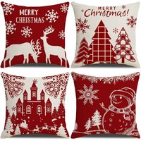 Weihnachts-Kissenbezug, 45 x 45 cm, 4er-Set, weihnachtliches Deko-Sofa aus Baumwolle und Leinen, Weihnachten, für Schlafsofa, Schlafzimmer, Stuhl, Weihnachts-Kissenbezug, 45 x 45 cm, 4er-Set, weihnachtliches Deko-Sofa aus Baumwolle und Leinen, Weihnachten, für Schlafsofa, Schlafzimmer, Stuhl, von ERSANDY