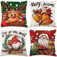 Weihnachts-Kissenbezug, 45 x 45 cm, 4er-Set, weihnachtliches Deko-Sofa aus Baumwolle und Leinen, Weihnachten für Schlafsofa, Schlafzimmer, Stuhl, Weihnachts-Kissenbezug, 45 x 45 cm, 4er-Set, weihnachtliches Deko-Sofa aus Baumwolle und Leinen, Weihnachten für Schlafsofa, Schlafzimmer, Stuhl, von ERSANDY
