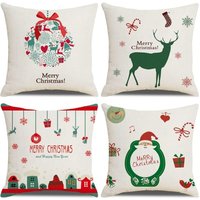 Weihnachts-Kissenbezug, 4er-Set, Elch-Weihnachts-Kissenbezug aus Baumwolle und Leinen, 45 x 45 cm Weihnachts-Kissenbezug, 4er-Set, Elch-Weihnachts-Kissenbezug aus Baumwolle und Leinen, 45 x 45 cm von ERSANDY