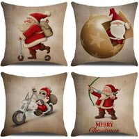 Weihnachtskissenbezug 45 x 45 cm, 4er-Set, dekoratives Weihnachtssofa aus Baumwolle und Leinen, Weihnachten für Schlafsofa, Schlafzimmer, Stuhl, von ERSANDY