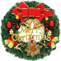 Weihnachtskranz für Tür, 35 cm, Weihnachtsgirlande, Weihnachtsbaum-Türgirlande, Dekoration mit Frohe Weihnachten-Schleife, Jingle für Wand, von ERSANDY