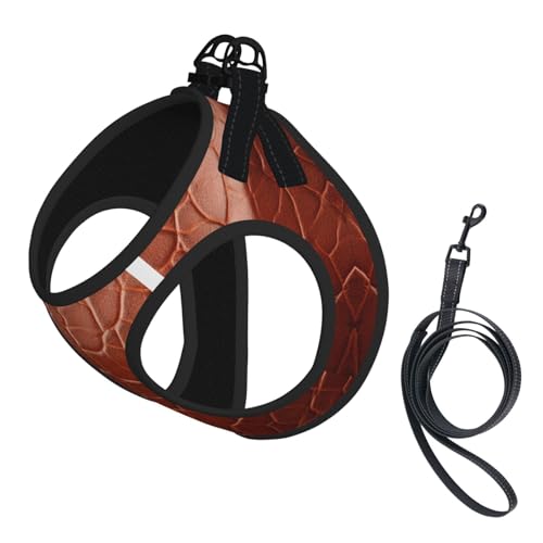 Hundegeschirr aus braunem Rindsleder, Kunstdruck, verstellbar, für Spaziergänge, Welpen, Leinenclips, Haustiergeschirr, Trainingsweste von ERSDWRE