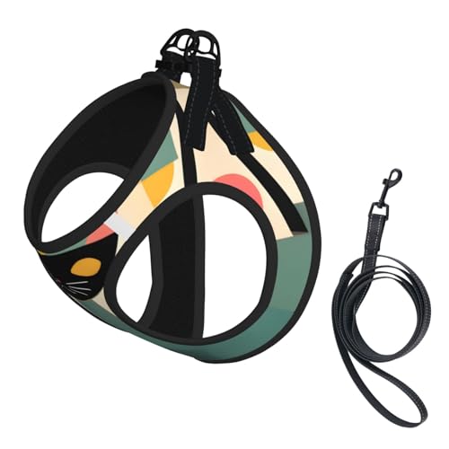 Mid-Century Hundegeschirr mit modernem Kunstdruck, verstellbar, für Spaziergänge, Welpen, Leinenclips, Haustiergeschirr, Trainingsweste von ERSDWRE