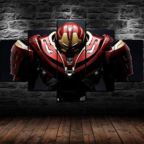 ERSHA 5 Leinwand Wandkunst Hulkbuster Eisenmalerei Bild Modulare Tapeten Modernes Wohnzimmer Home Decor Wandbild Hd Print(Gerahmt) von ERSHA