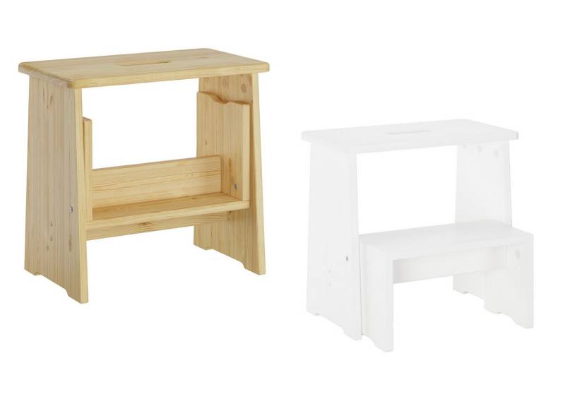 ERST-HOLZ Arbeitshocker Stufenhocker Klapphocker Tritthocker Klappbar Kiefer Natur oder Weiß von ERST-HOLZ