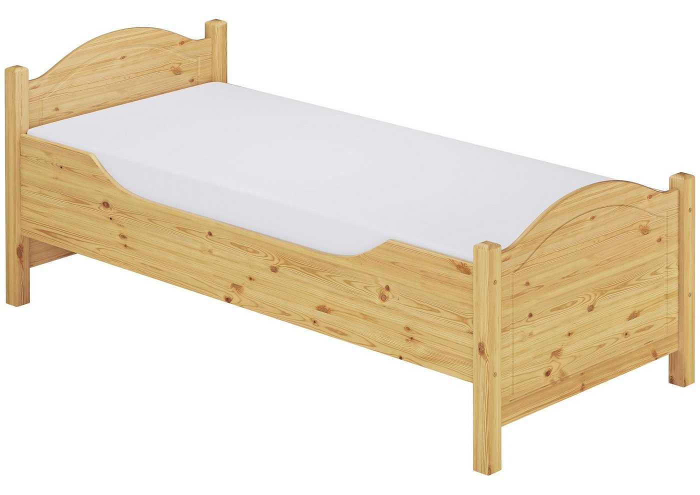 ERST-HOLZ Bett Bettenset für Senioren: Holzgestell verstellbar 90x200, Kieferfarblos lackiert von ERST-HOLZ