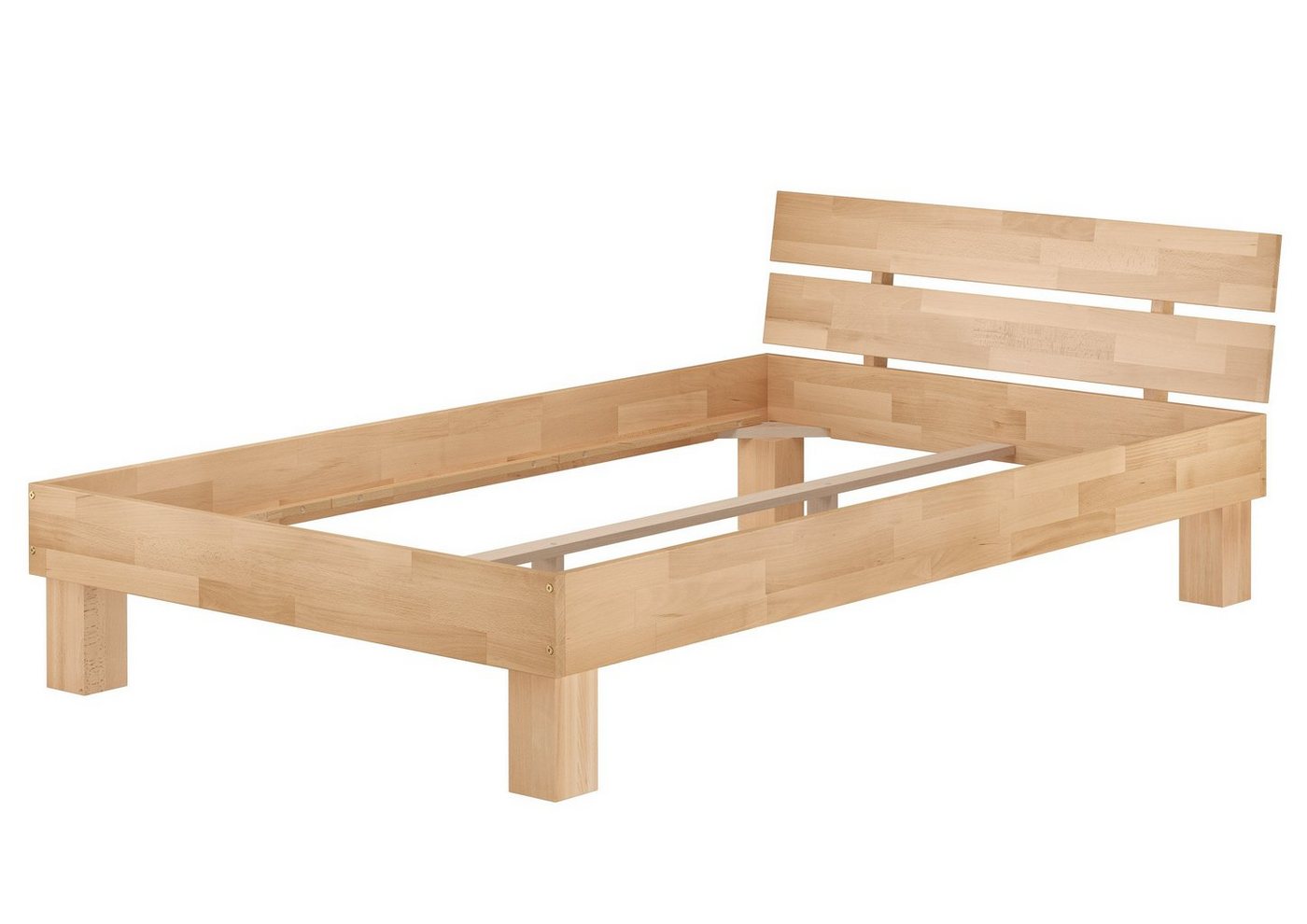 ERST-HOLZ Bett Breites Bettgestell Einzelbett Buche massiv 120x200, Buchefarblos lackiert von ERST-HOLZ