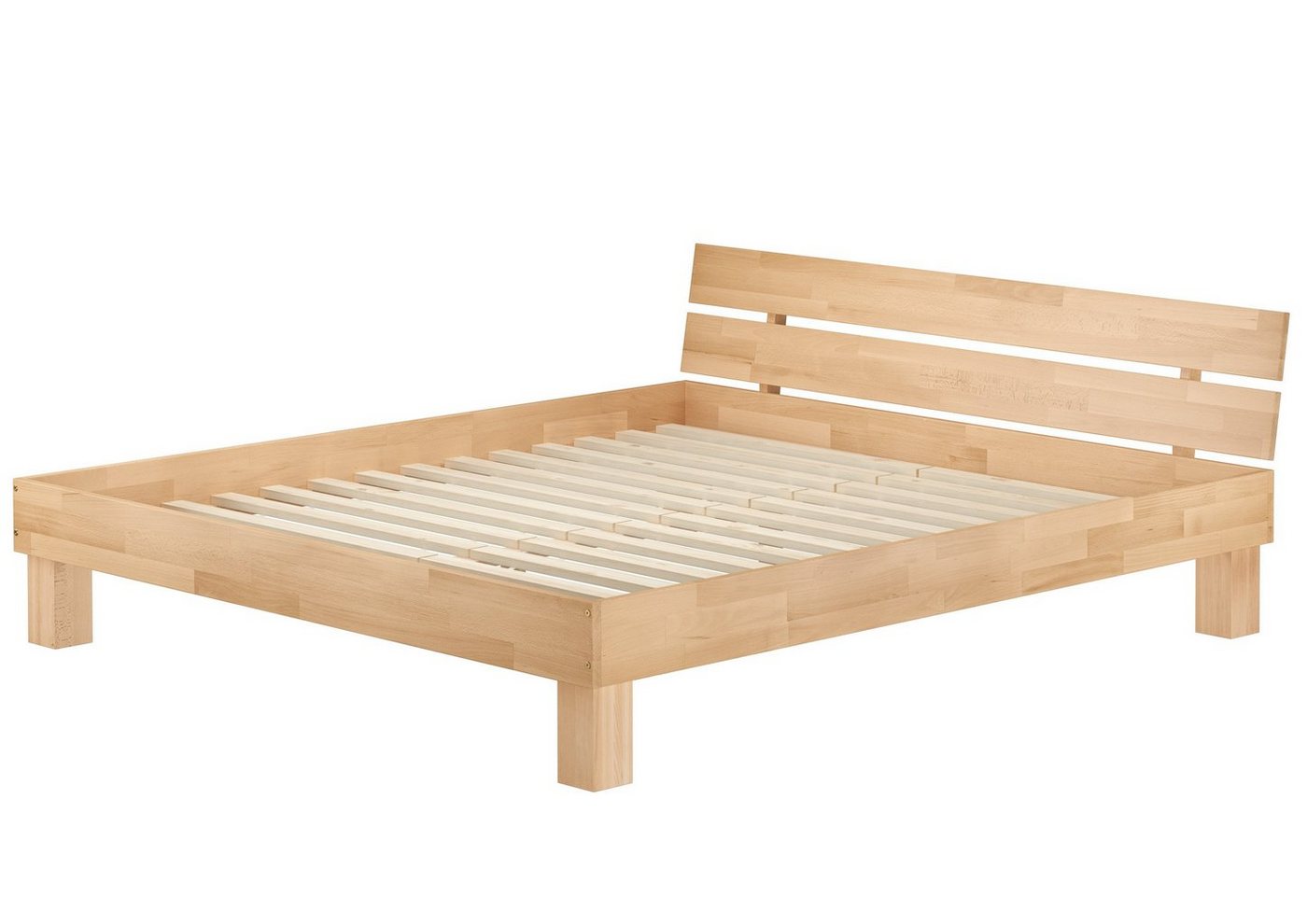 ERST-HOLZ Bett Doppelbett 180x200 Buche natur mit wählbarem Zubehör, Buchefarblos lackiert von ERST-HOLZ