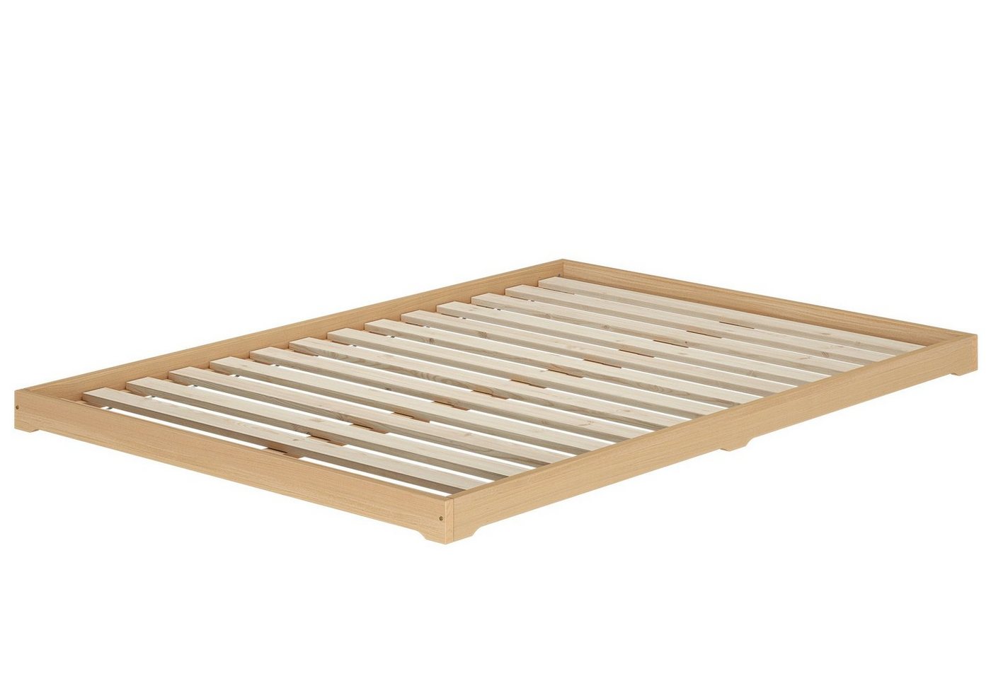 ERST-HOLZ Bett Doppelbett Bodenbett Teenagerbett 140x200 Buche Zubehör wählbar, Buchefarblos lackiert von ERST-HOLZ