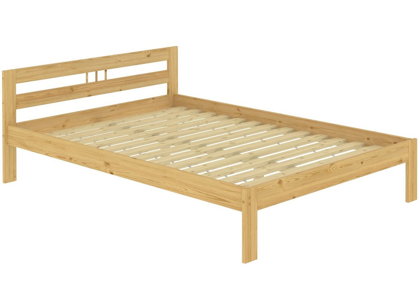 ERST-HOLZ Bett Doppelbett 140x200 Kiefer natur mit Rollrost, Kieferfarblos lackiert von ERST-HOLZ