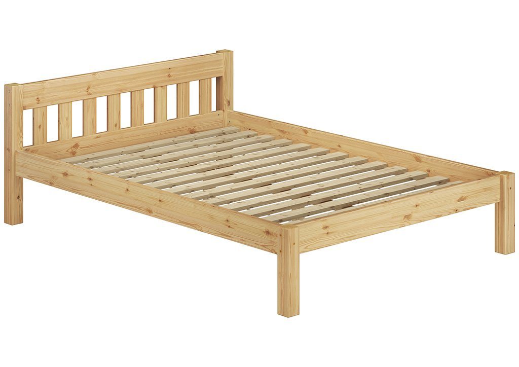 ERST-HOLZ Bett Ehebett Landhaus Kiefer Massivholz 180x200 mit Rost, Kieferfarblos lackiert von ERST-HOLZ