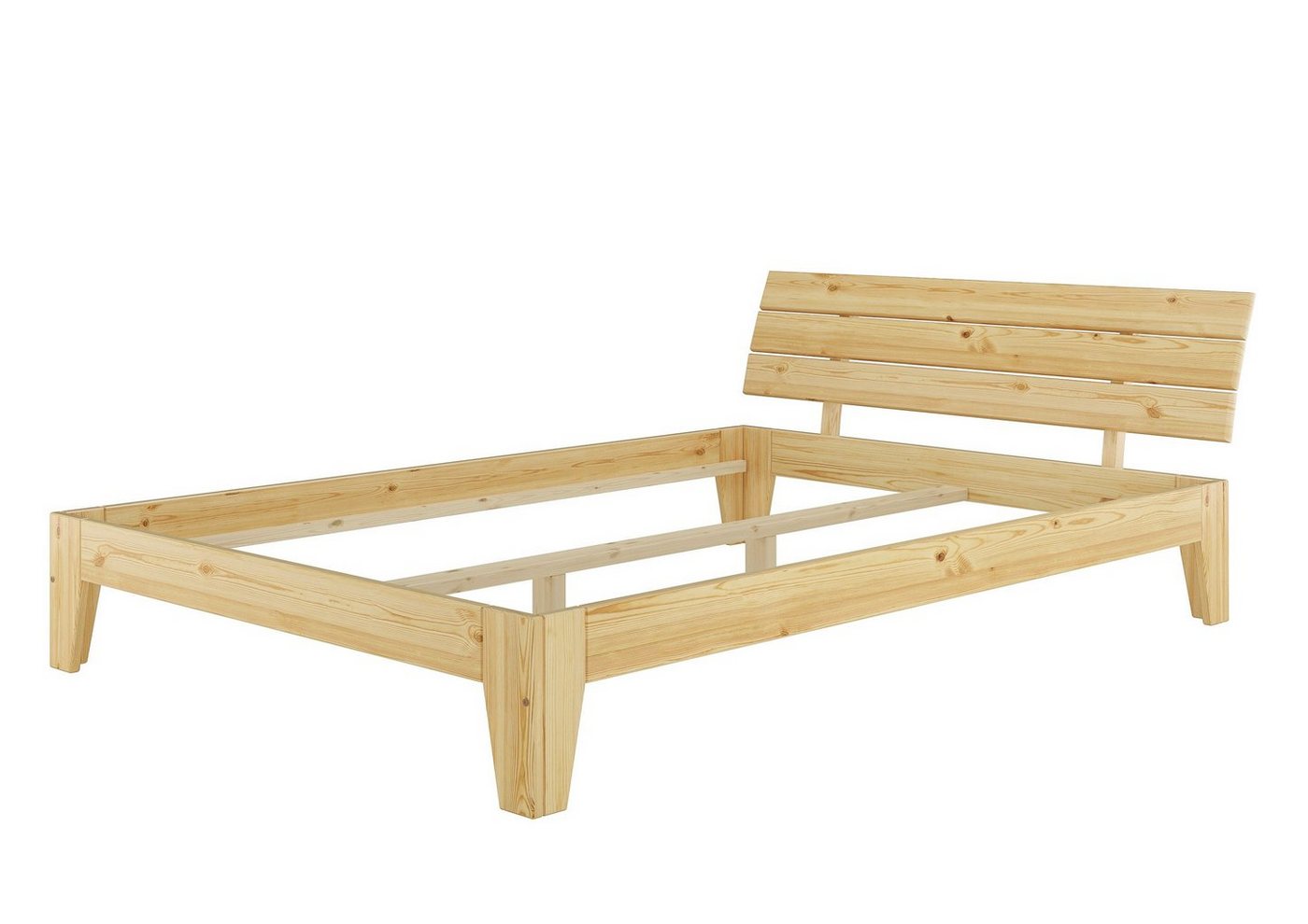 ERST-HOLZ Bett Doppelbett 140x200 Kiefer natur ohne Rost, Kieferfarblos lackiert von ERST-HOLZ