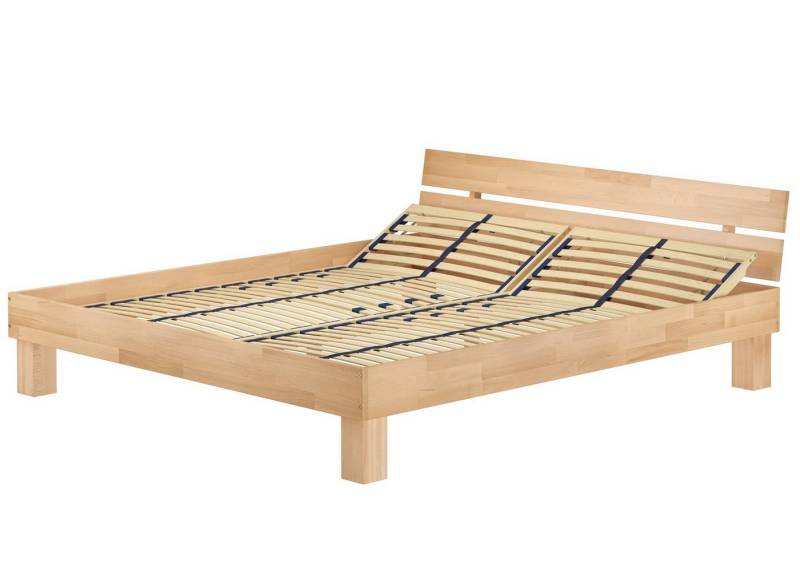 ERST-HOLZ Bett Doppelbett Massivholzbett Holz-Doppelbett 180 cm x 200 cm Buche Massiv, Buchefarblos lackiert von ERST-HOLZ