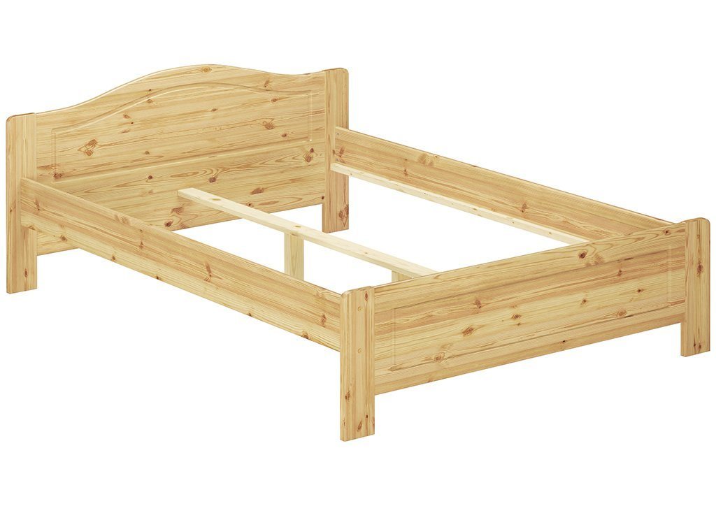 ERST-HOLZ Bett Geschwungenes Bettgestell 140x200 Holzbett Kiefer, Kieferfarblos lackiert von ERST-HOLZ