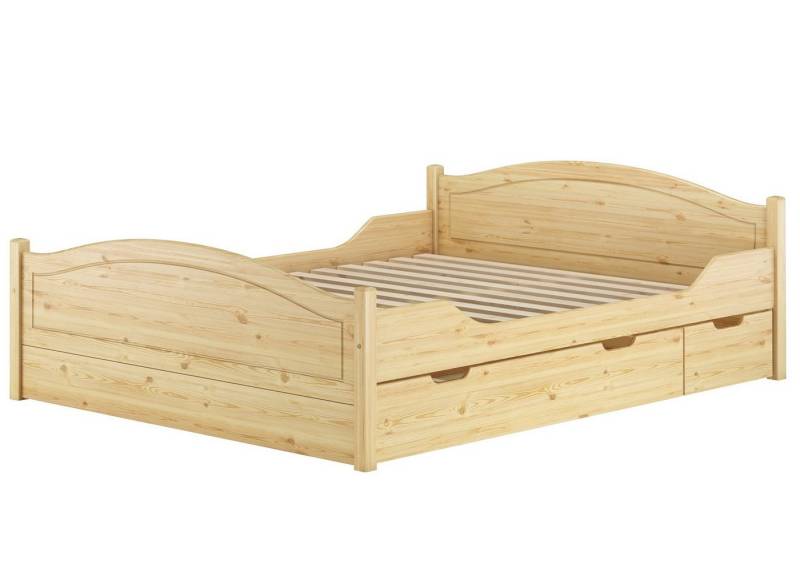 ERST-HOLZ Bett Echtholzdoppelbett Futonbett 160x200 Kiefer massiv Zubehör wählbar, Kieferfarblos lackiert von ERST-HOLZ