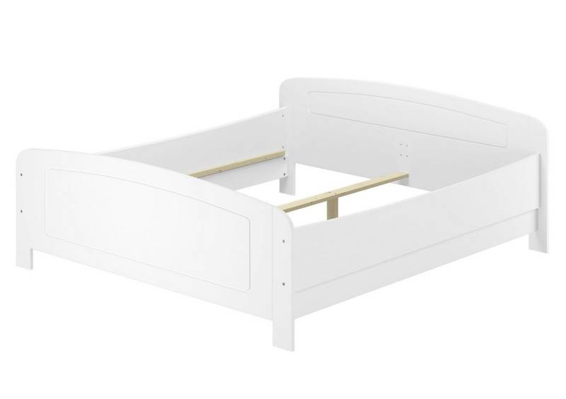 ERST-HOLZ Bett Ehebett Doppelbett 180 cm x 200 cm Weiß Verstellbare Einlegetiefe, Kieferwaschweiß von ERST-HOLZ