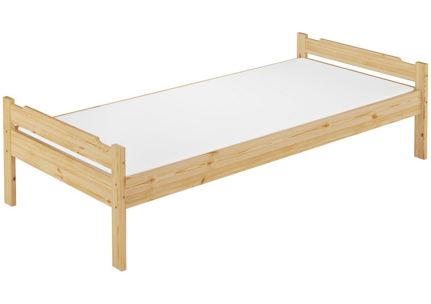 ERST-HOLZ Bett Einzelbett 90x200 Kiefernbett natur Futonbett mit Rollrost Matratze Nachttisch 60.31-09MK0, Einzelbett 90x200 Kiefernbett natur Futonbett mit Rollrost Matratze Nachttisch 60.31-09MK0 von ERST-HOLZ