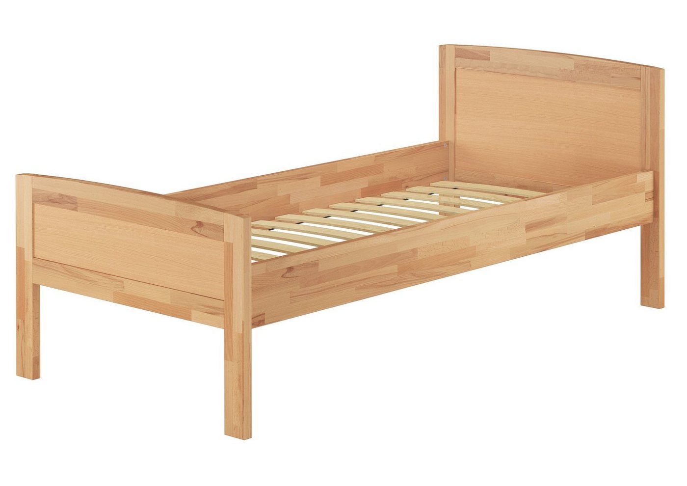 ERST-HOLZ Bett Gemütliches Seniorenbett Buche 90x200 mit Federleisten, Buchefarblos lackiert von ERST-HOLZ