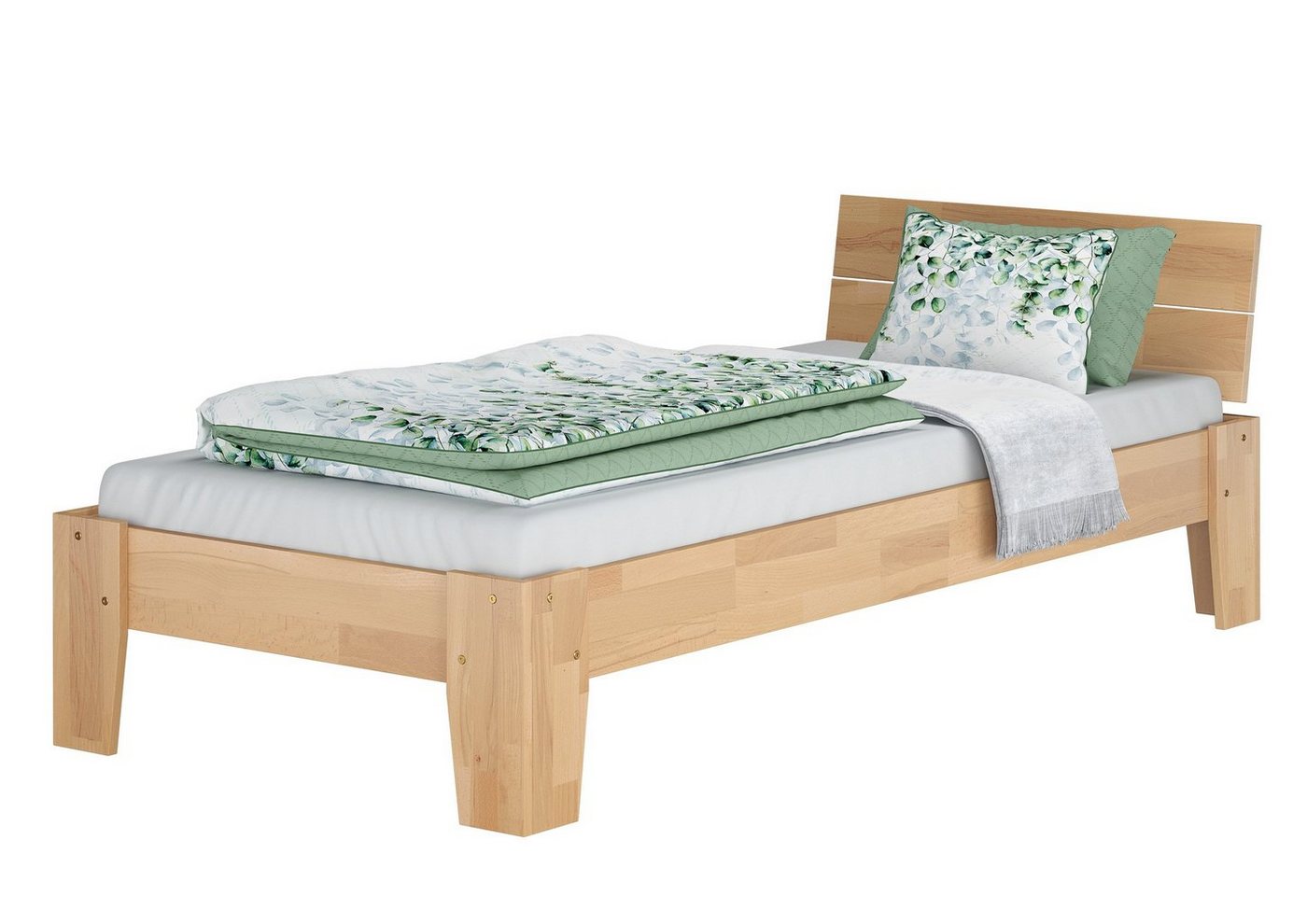 ERST-HOLZ Bett Einzelbett Gästebett Bettrahmen Futonbett Buche massiv 100x200, Buchegeölt von ERST-HOLZ