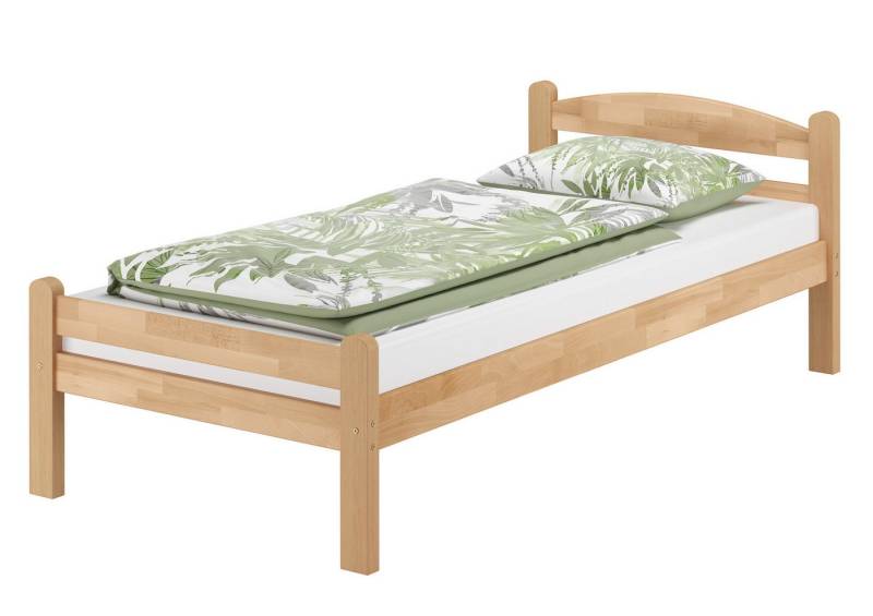 ERST-HOLZ Bett Einzelbett Gästebett Massiv Buche Natur 80 x 200, Buchefarblos lackiert von ERST-HOLZ