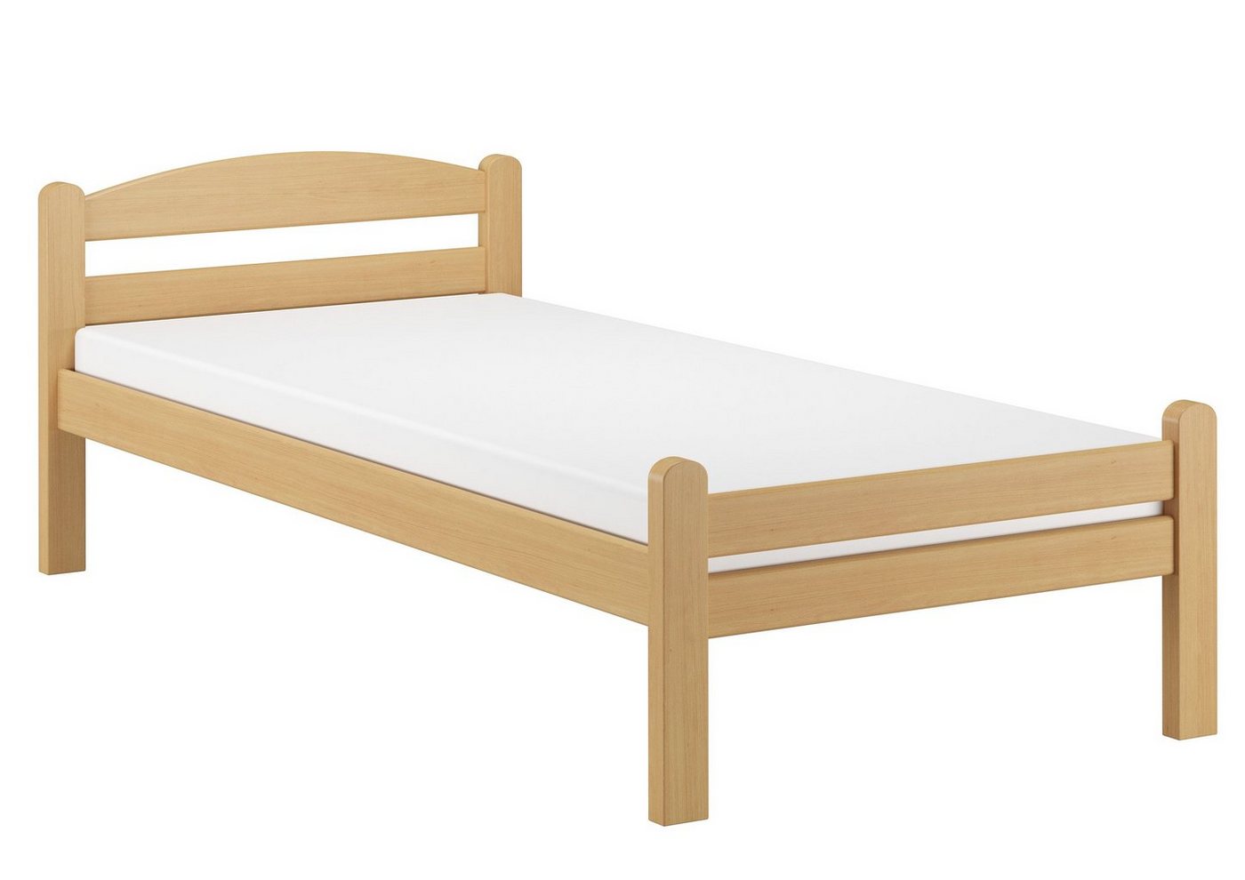 ERST-HOLZ Bett Einzelbett Gästebett massiv Buche Natur 90x200, Buchefarblos lackiert von ERST-HOLZ