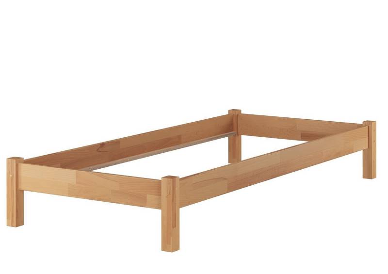 ERST-HOLZ Futonbett Breites Einzelbett Buche-Bettgestell 100 x 200 Extra Stabil, Buchefarblos lackiert von ERST-HOLZ