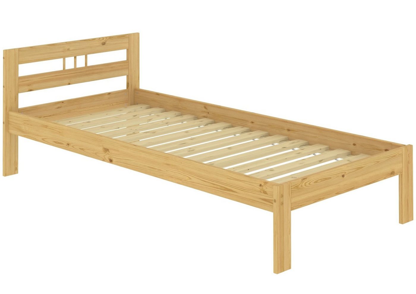 ERST-HOLZ Bett Futonbett Bettrahmen Einzelbett Kiefer Massivholzbett Natur 100x200, Kieferfarblos lackiert von ERST-HOLZ