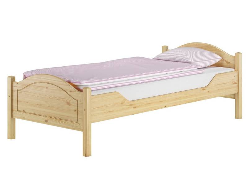 ERST-HOLZ Bett Einzelbett Holzbett 100 x 200 für Jugendliche und Erwachsene Kiefer, Kieferfarblos lackiert von ERST-HOLZ