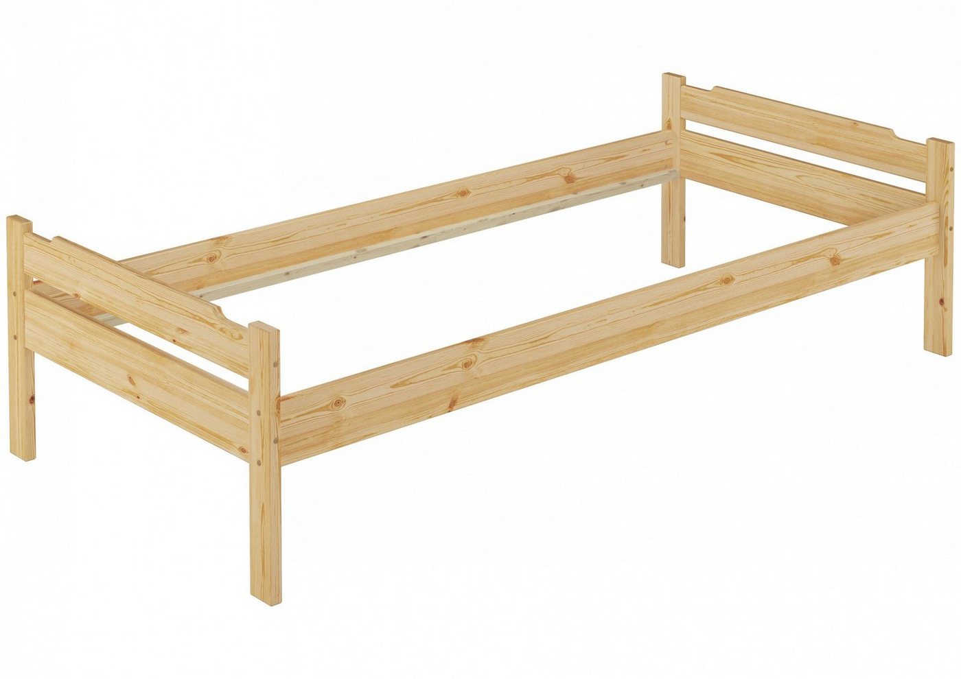 ERST-HOLZ Bett Schmales Bettgestell Kiefer massiv 80x200, Kieferfarblos lackiert von ERST-HOLZ