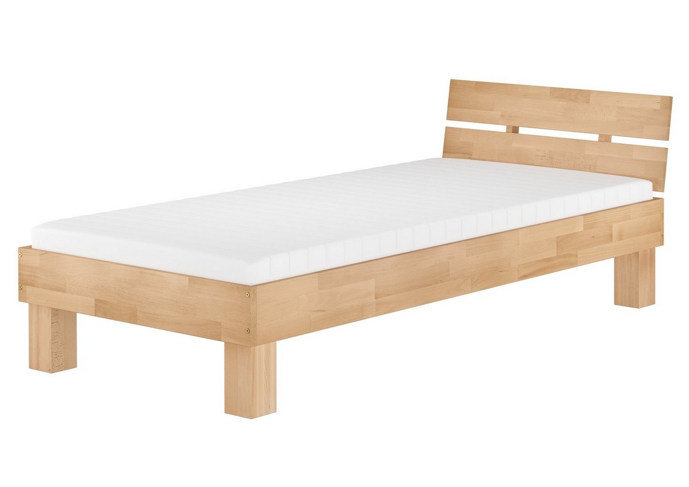 ERST-HOLZ Bett Einzelbett modern 90x200 Buche mit Rost und Matratze, Buchefarblos lackiert von ERST-HOLZ