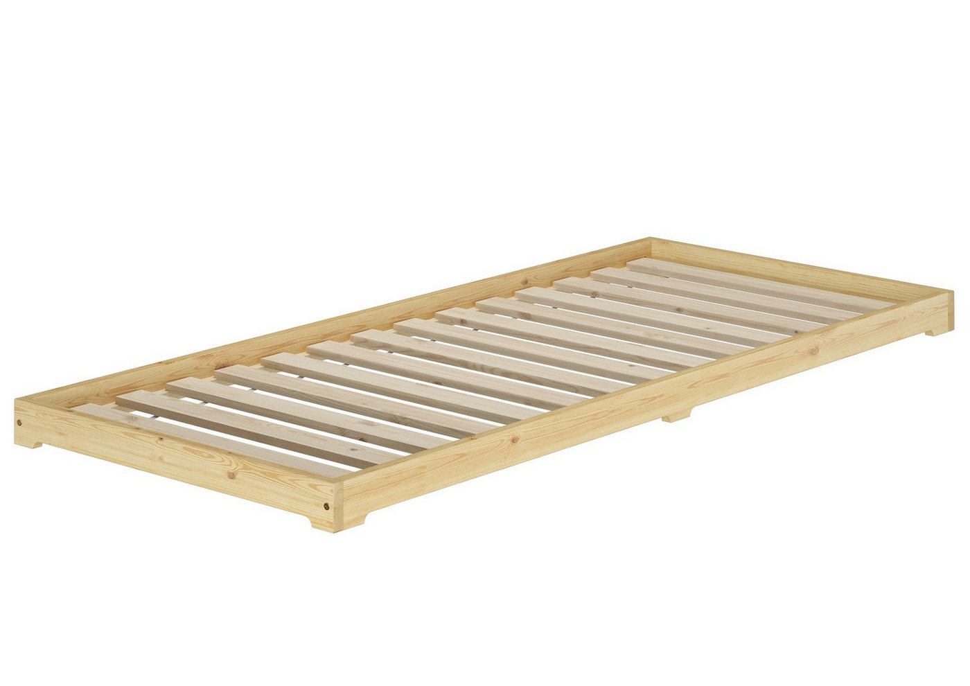 ERST-HOLZ Bett Extra niedriges Futonbett Bettrahmen 100x200 Kiefer klar lackiert, Kieferfarblos lackiert von ERST-HOLZ