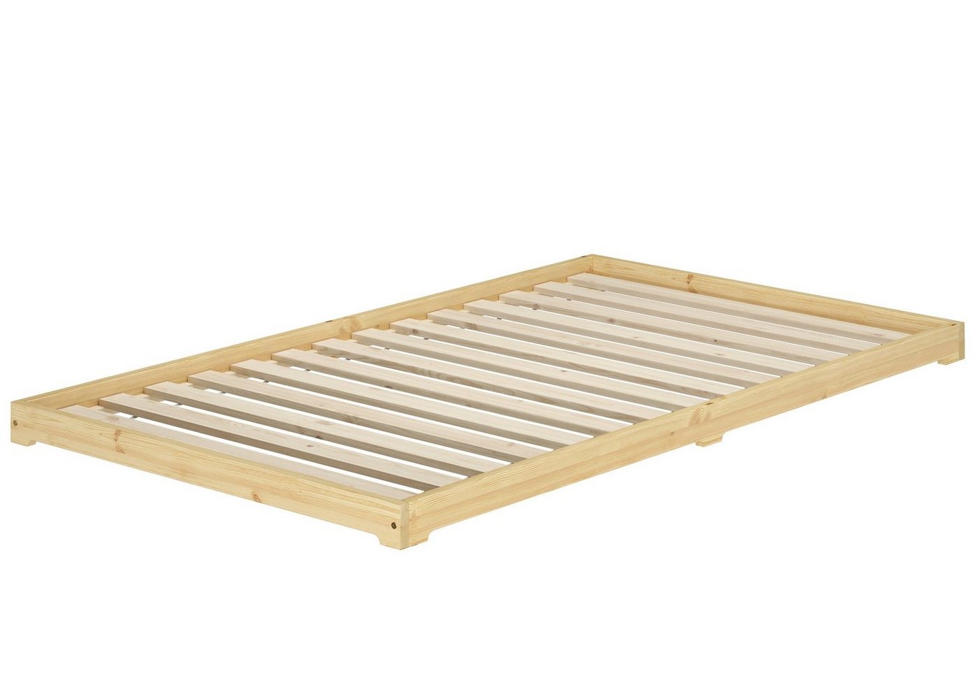 ERST-HOLZ Bett Extra niedriges Futonbett Bettrahmen 120x200 Kiefer natur, Kieferfarblos lackiert von ERST-HOLZ