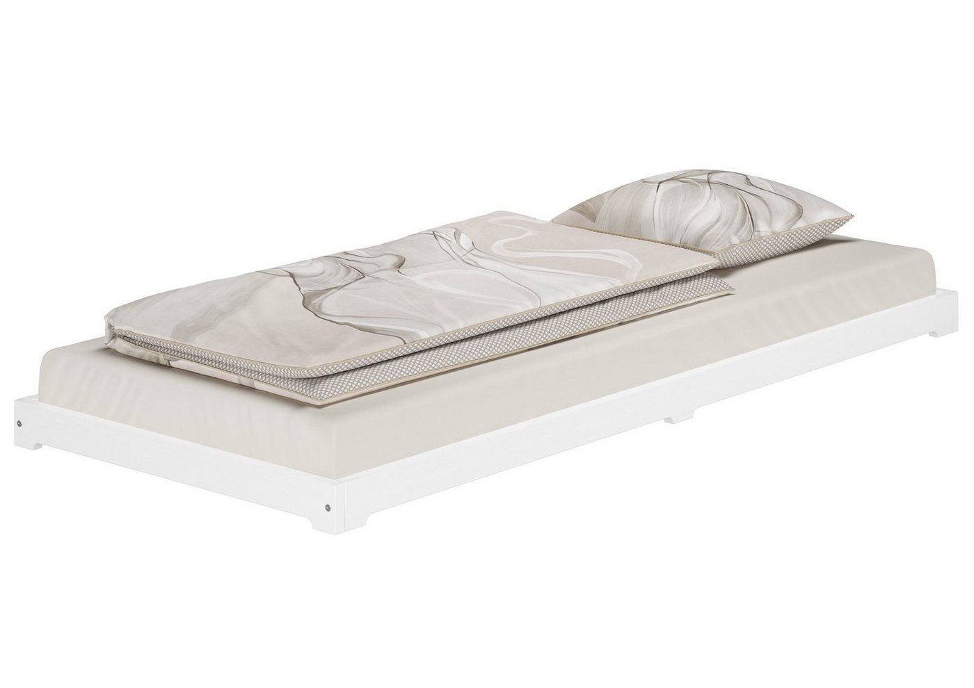 ERST-HOLZ Bett Extra Niedriges Holzbett Futonbett 80 x 190 cm Kiefer Weiß, Kieferwaschweiß von ERST-HOLZ