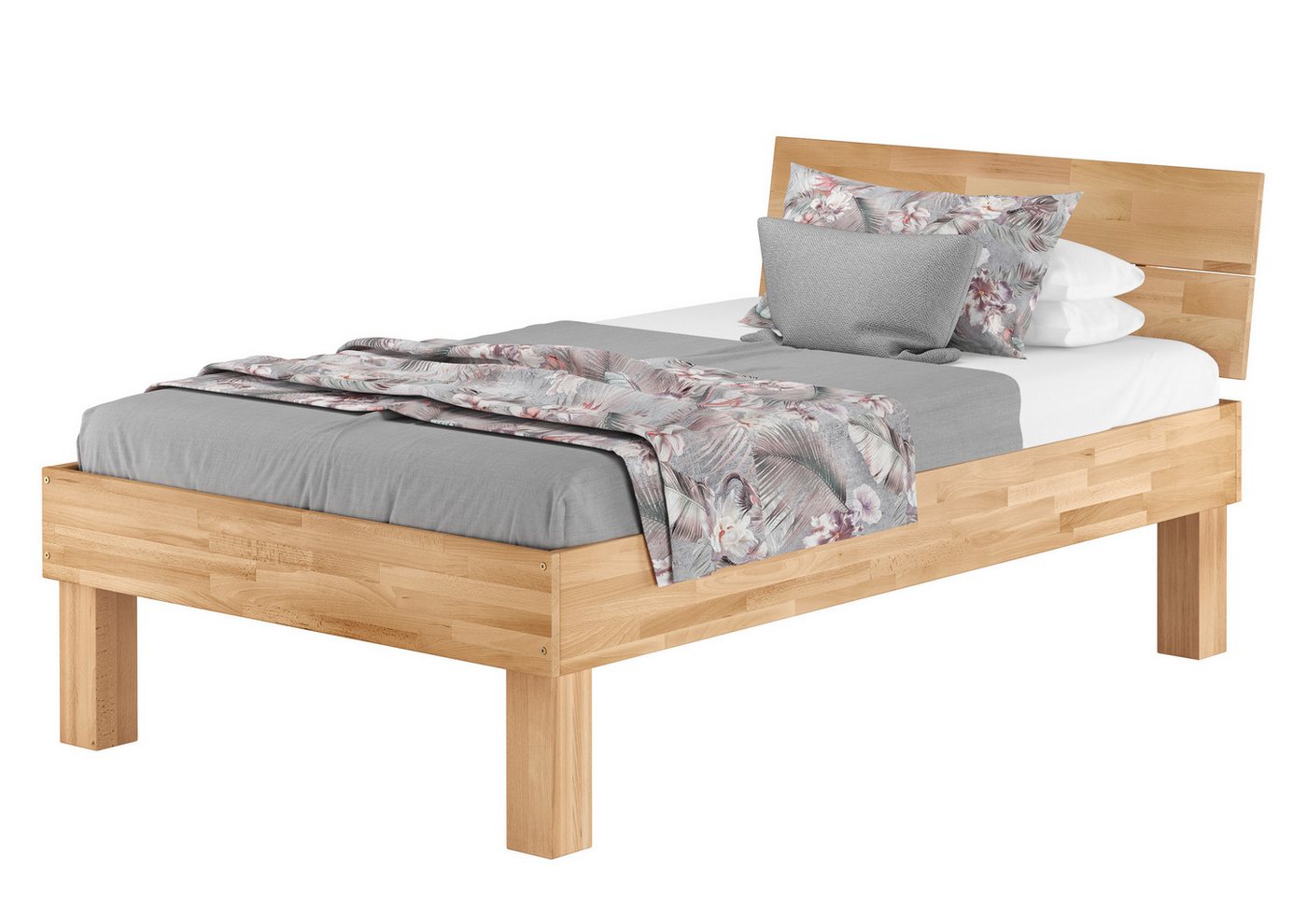 ERST-HOLZ Bett Extra stabiles Einzelbett 120x220 Buche mit Federholzrahmen, Buchefarblos lackiert von ERST-HOLZ