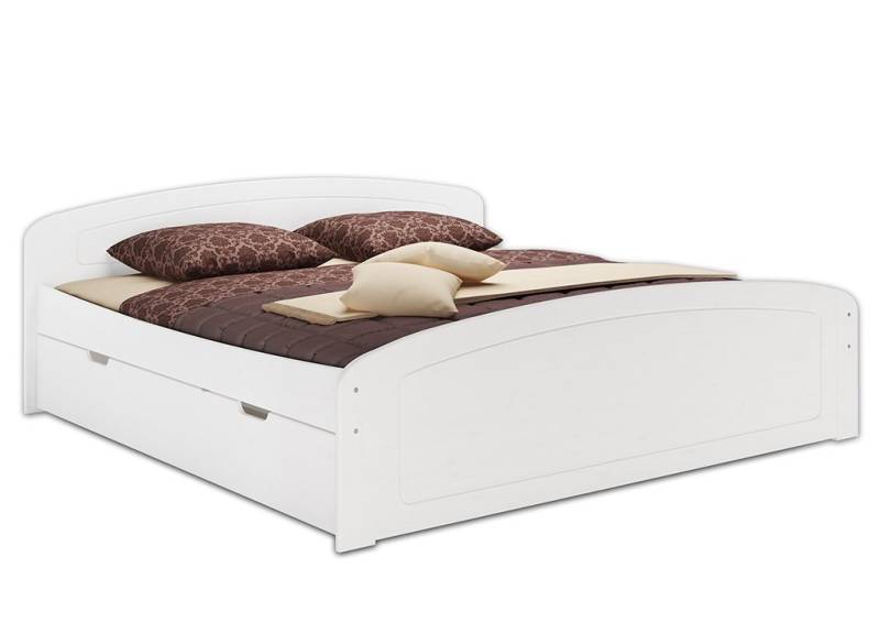 ERST-HOLZ Bett Funktionsbett 200 x 200 Kiefer Weiß mit Federleisten, Kieferwaschweiß von ERST-HOLZ