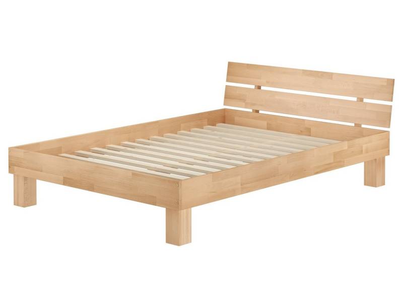 ERST-HOLZ Bett Futonbett Doppelbett Ehebett Buche Massiv Überlang 160 x 220, Buchegeölt von ERST-HOLZ