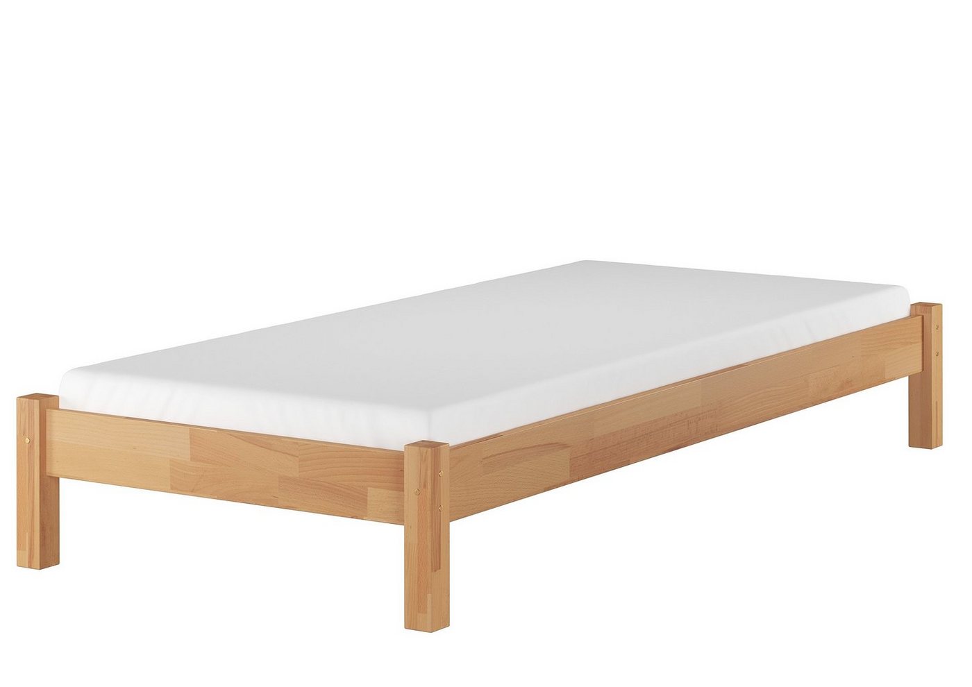 ERST-HOLZ Bett Futonbett Einzelbett Buche Gästebett mit Federleisten Matratze, Buchefarblos lackiert von ERST-HOLZ