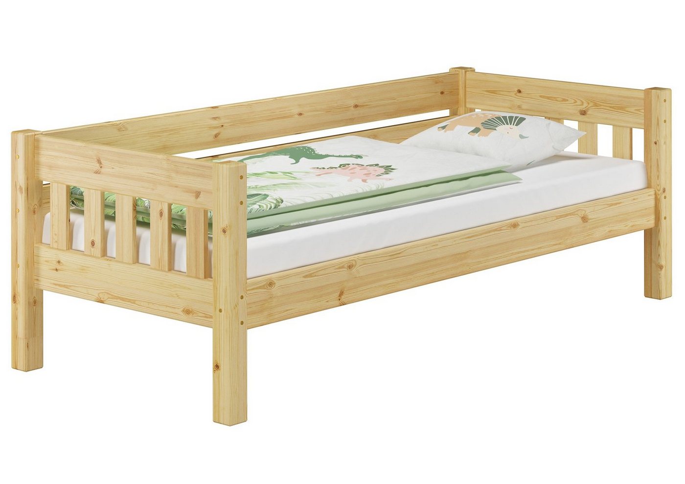 ERST-HOLZ Bett Futonbett Kieferbett Natur 90x200 Massivholz, Kieferfarblos lackiert von ERST-HOLZ