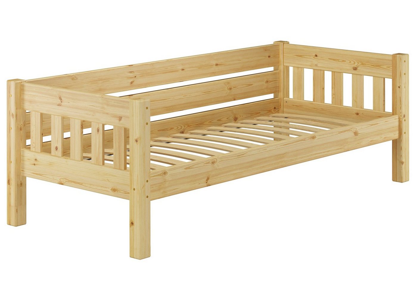 ERST-HOLZ Bett Futonbett Kieferbett Natur 90x200 Massivholz, Kieferfarblos lackiert von ERST-HOLZ