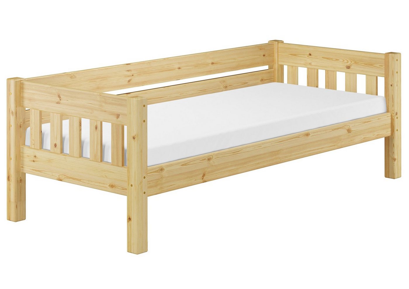 ERST-HOLZ Bett Futonbett Kieferbett Natur 90x200 Massivholz, Kieferfarblos lackiert von ERST-HOLZ