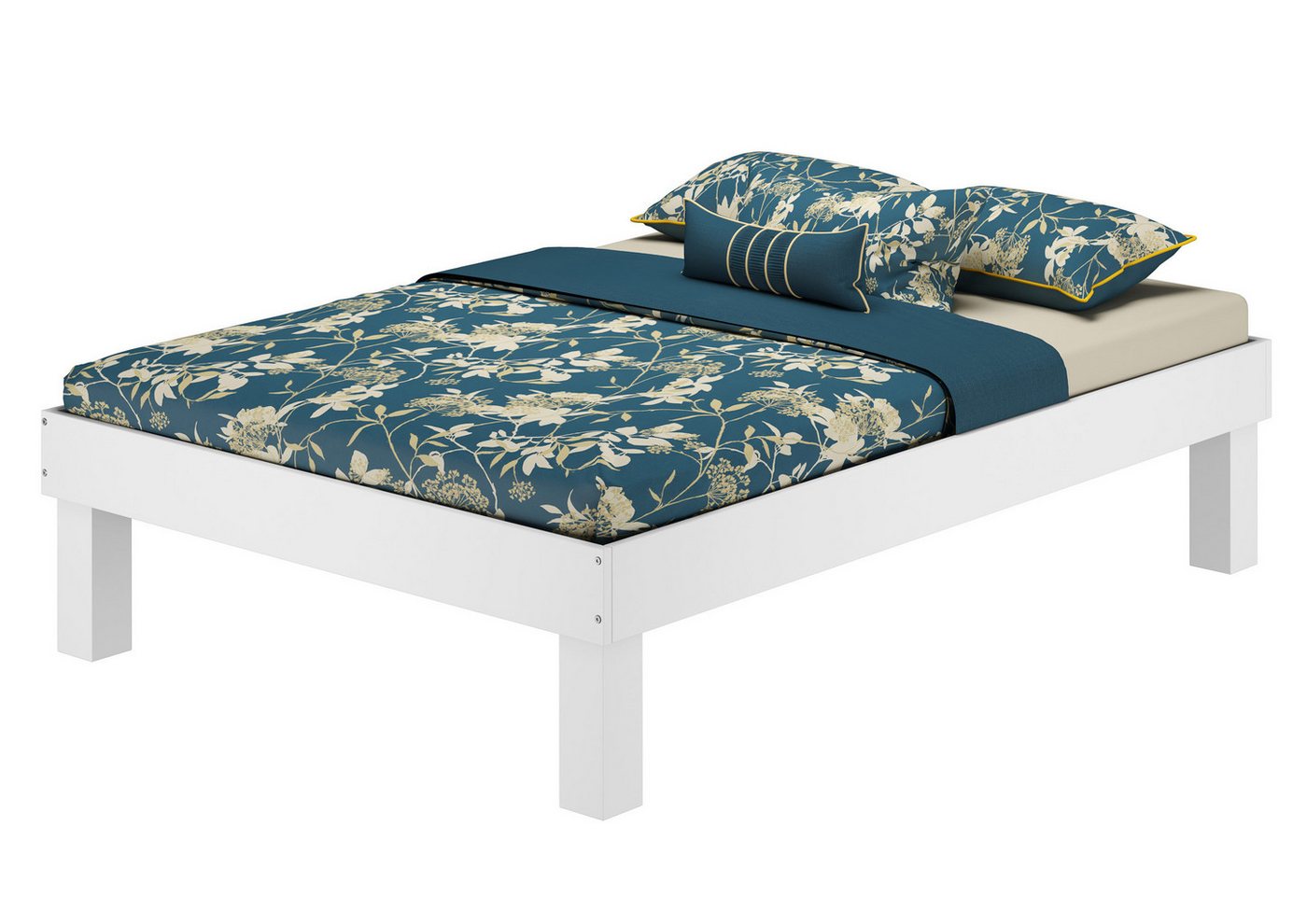 ERST-HOLZ Bett Hohes Einzelbett Futonbett Buche Massiv Überlang Wählbare Breite, Buchewaschweiß von ERST-HOLZ