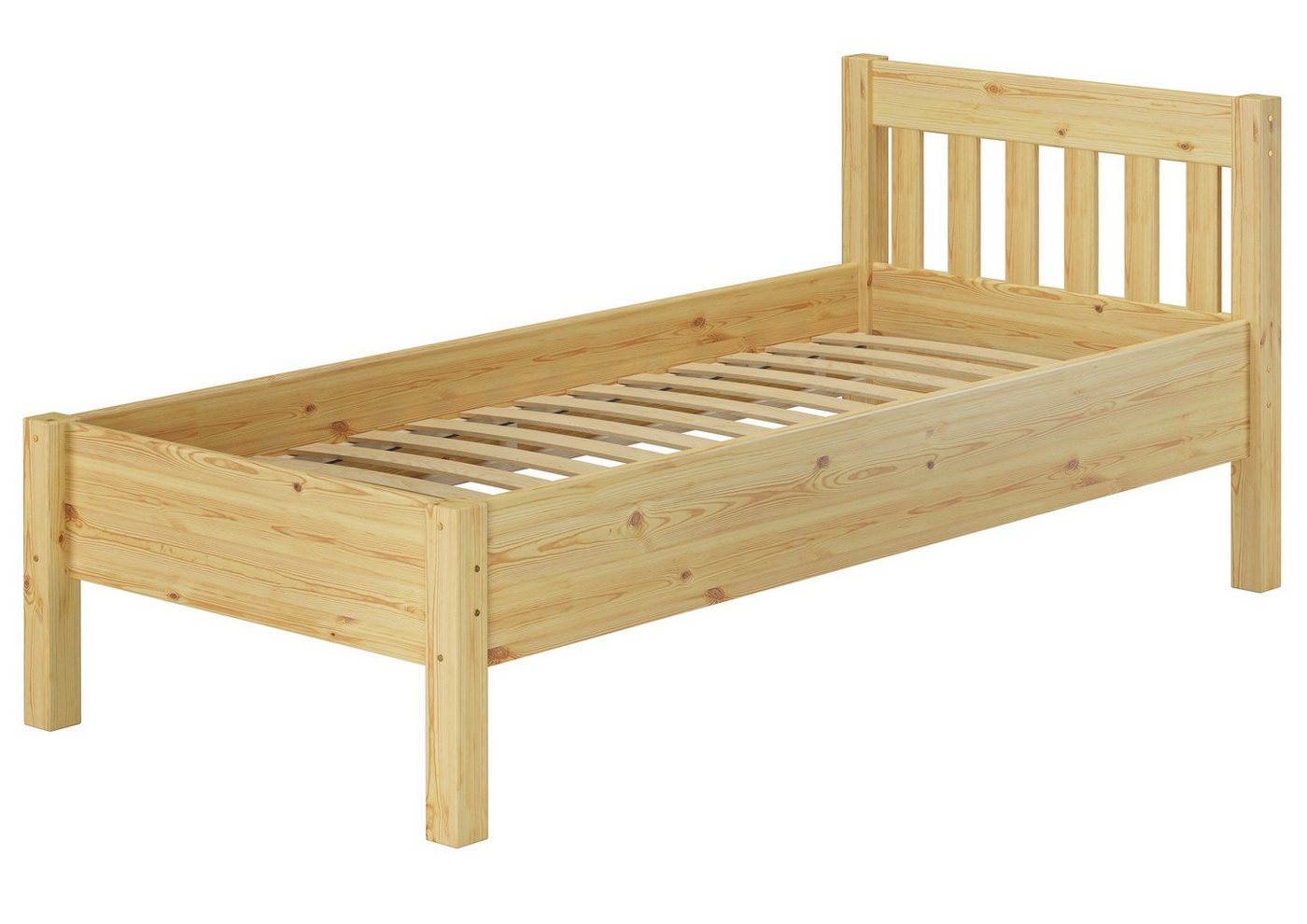 ERST-HOLZ Bett Hohes Massivholzbett Seniorenbett Kiefer Natur 90x200, Kieferfarblos lackiert von ERST-HOLZ